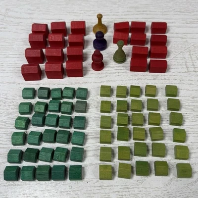 Lote de 4 fichas de repuesto de piezas de juego de madera Monopoly vintage 60 casas 22 hoteles Foto 1 de 4