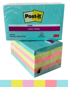 Post-it Super Sticky Notes 76×127mm (12 Pack) Multicolour Cosmic 90 Sheets/Pad - Picture 1 of 13