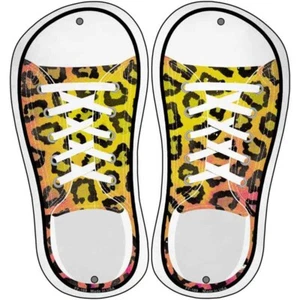 Black Yellow Leopard 8"x4" Metal Aluminum Shoe Outlines(Set of 2) Print Sign Art - Picture 1 of 1