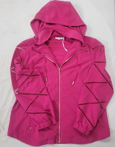 Chico's Women's Hot Pink Zip Up Jacket Hood Hooded NWOT Size 3 / Large 16 - Picture 1 of 7