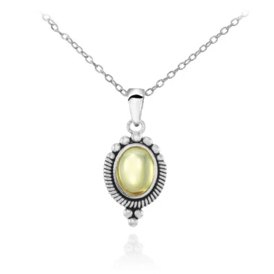 Овальный кабошон цитрин окисленный винтажное ожерелье в стерлинговом серебре - Изображение 1 из 3