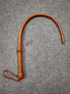 Genuine Cowhide Top Leather 31" Long Bullwhip Real Tan Kinky Flogger Stingy Whip - Picture 1 of 5