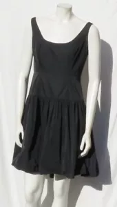 MILLY USA Womens S 6 Black Taffeta Drop Waist Sleeveless Zip Cocktail Mini Dress - Picture 1 of 6