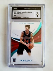 2017-18 PANINI IMMACULATE BLUE LAURI MARKKANEN RC! 23/25! CGC 9! 1/1! JERSEY #! - Picture 1 of 3