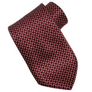 Brioni Designer Italy Red Black Geometric Print Silk Tie Necktie 3.5" Rochester - Picture 1 of 6
