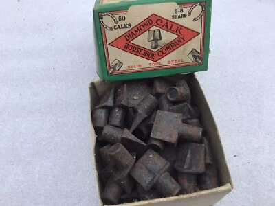 Diamond Calk Horseshoe Company Calks, 50 PCs, 5-8 Sharp, Vintage Equine, 1 Box