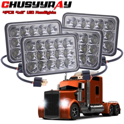 4x For GMC W3500 W4500 W5500 Forward 4x6" inch LED Headlights Hi/Lo Beam DOT DRL - Image 1 of 4