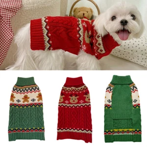 Pet Dog Knitted Hoodie Sweater Christmas Jumper Coat Warm Clothes Puppy Apparel~ - Picture 1 of 24