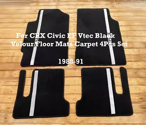 For CRX Civic EF Vtec Black Velour Floor Mats Carpet 4Pcs Set 1988-91 - Picture 1 of 6