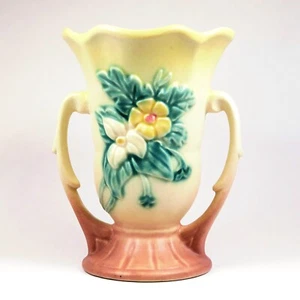 Jarrón Hull Art Pottery flor silvestre W-3 5 1/2" vintage años 40 urna de dos asas JRB - Imagen 1 de 6