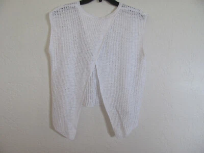 EILEEN FISHER Top-Loose Knit-Split Back-White-Organic Cotton/Linen-Size PM-NWT - Image 1 of 4