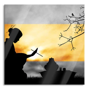 Geisha bei Teezeremonie Glasbild Quadratisch aus Echtglas, mit Wandhalterung - Bild 1 von 9