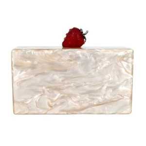 EDIE PARKER | Jean Marbled Acrylic Strawberry Clutch - Picture 1 of 8