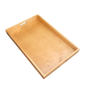 Extra Large Wooden Serving Tray 60 cm x 40 cm x 6 cm, - Light Brown - Picture 1 of 4