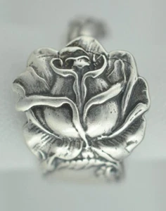 Massiv 925 Sterlingsilber Rose Blume Blumenmuster verstellbarer Löffelring - Bild 1 von 9