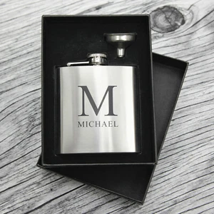 Personalised Gift Set Stainless Steel flask & Funnel - Picture 1 of 7