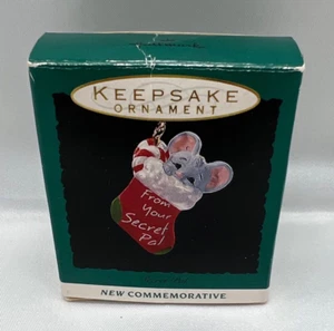 Hallmark 1993 Keepsake Mini Ornament Secret Pal Tiny Mouse in Christmas Stocking - Picture 1 of 3