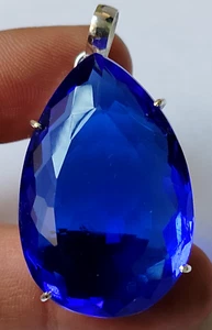 AAA+ Large Blue Tanzanite 83.70 CT Pear Cut 925 Silver Pendant Gift for Women - Picture 1 of 6
