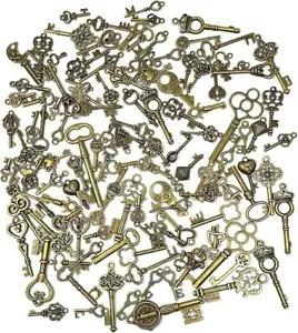 Lot Of 125 Vintage Style Antique Skeleton Furniture Cabinet Old Lock Keys Jewelr - Picture 1 of 7