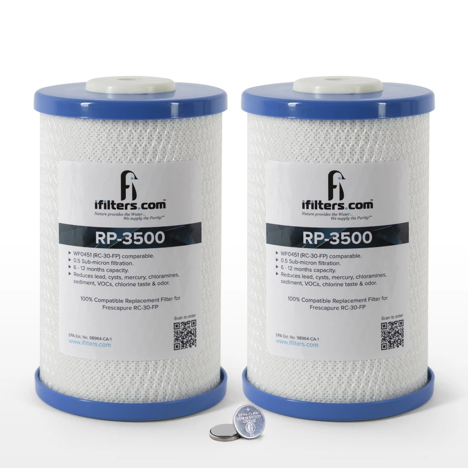 2 Pack RP-3500 Replacement Water Filter, Compatible with Frescapure 3500 WF0451 - Image 1 of 3