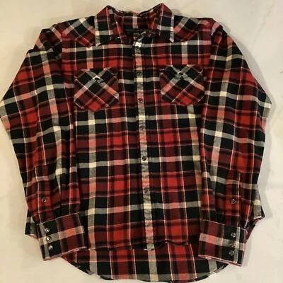 Polo Ralph Lauren Flannel Red Pearl Snap Button Long Sleeve Shirt Women’s Sz.8 - Image 1 of 4