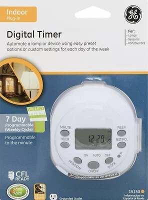 NEW GE 15154 Indoor Plug-in 7-Day Programmable Digital Timer FACTORY SEALED - Image 1 of 4
