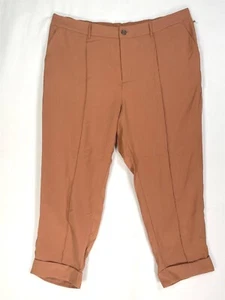 New Day Ankle Pants Women Plus Size 22W Tapered Leg Elastic Waist Pockets Brown - Picture 1 of 12