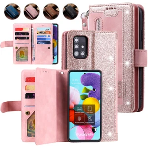 Funda tipo billetera de cuero con cremallera para Samsung A11/A21s/A31/A41/A51 cubierta abatible con múltiples tarjetas - Imagen 1 de 28