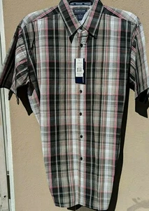 RENEGADE Outerwear Sportwear NWT Black Red Stripe Men's XL Button Shirt Plaid - Picture 1 of 3