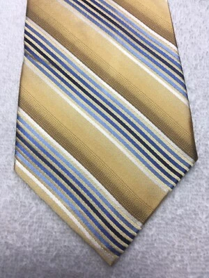 STAFFORD MENS TIE GOLD WITH BLUE WHITE 3.75 X 60 Foto 1 de 4