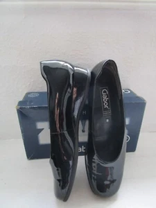 Vintage GABOR patent leather black shoes / flats, excellent cond, boxed UK 8 - Picture 1 of 13