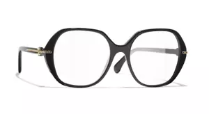 Chanel 3458-A C/622 Black with Gold Logo Optical Eyeglasses with Demo Lenses - Picture 1 of 5