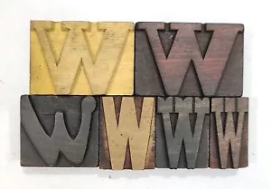 Vintage Letterpress 6 "W" Letters Wood Type Printers Block Collection #RAB-15 - Picture 1 of 7