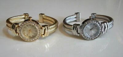 Women number dial cable gold & silver finish bangle fashion dressy casual watch - Image 1 of 3