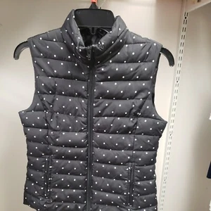 womens puffer vest size xs Color Black with White Dots Brand Colebrook - Picture 1 of 4