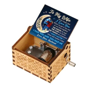 To My Wife Engraved Wooden Music Box Musical Sound Gift Lennon A19 - Picture 1 of 3