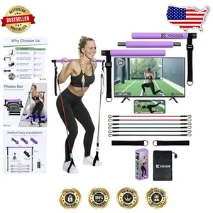Compact Pilates Exercise Kit with 6 Resistance Bands and Pro Workout Videos - Picture 1 of 9