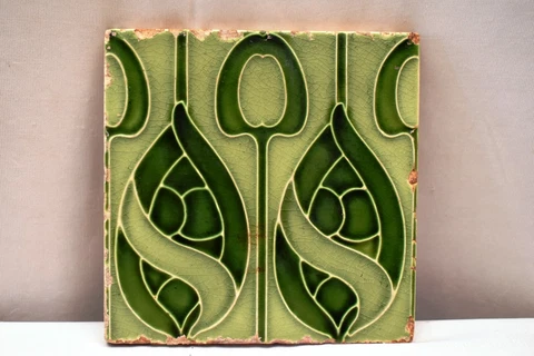 Antique Minton Hollins & Co Wall Tile Floret Pattern Stoke On Trent Porcelain"41 Cover