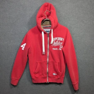 Superdry Athletics Hoodie Womens Medium Heavyweight Sweatshirt Zip Sherpa Sporty - Picture 1 of 12