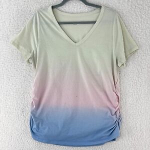 Lane Bryant Ombre Short Sleeve V-Neck T-Shirt Womens Pullover Stretch Size 10/12