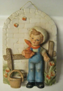 VINTAGE-WALL HANGING ART FIGURINE-DESIGNED BY ERICH STAUFFER-BOY WITH CAN-#S8398 - Picture 1 of 6