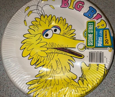 "Platos de papel Big Bird-Sesame Street-raros/de colección💛20-9""" Foto 1 de 4