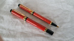 Waterman Man 100 Patrician coral 18 ct. gold nib fountain pen and ballpoint - Afbeelding 1 van 13