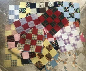 36 antike zusammengesetzte Quiltblöcke handgenäht Patchwork  - Bild 1 von 10