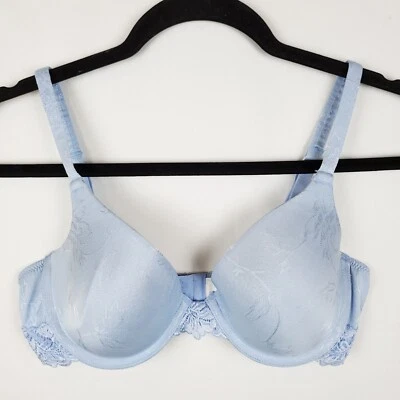 Vintage Warners Lightly Lined Demi Bra 36C Lace Underwire Blue 01310 - Image 1 of 4