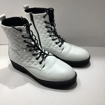 Brash Mujer Talla Botas de Combate Blancas Acolchadas con Cremallera Lateral 11M Suela, Excelente Foto 1 de 4