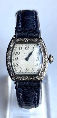 1922 Art Deco Elgin Cocktail Watch 14K White Gold Filled Working Well  - Image 1 of 4