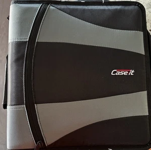 Case It Case-it King Sized Zip Tab 4" 3-Ring Zipper Binder Gray Black - Bild 1 von 3