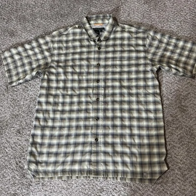 Royal Robbins Shirt Mens XL Beige Green Plaid Short Sleeve Button Front Hiking - Image 1 of 4