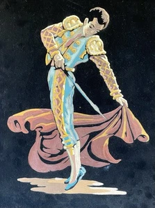Vintage Black Velvet Painting Spanish Matador Bullfighter MCM - Picture 1 of 20